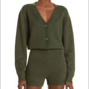 AQUA FASHION Knit Button Front Romper, DARK GREEN XS New!!